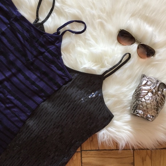 LOFT Tops - LOFT BUNDLE Fancy Cami Grey Sequin Lace Stripe